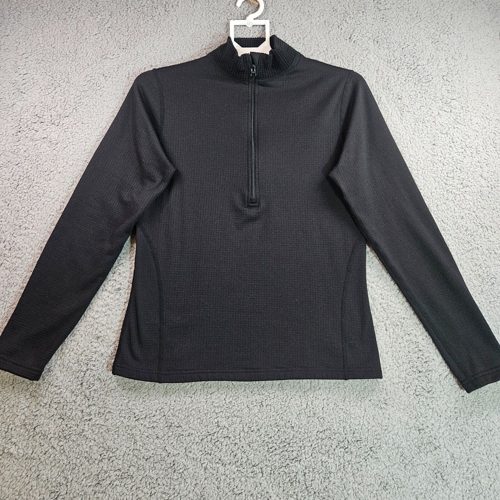 Magellan Sweater Womens‎ Medium 1/4 Zip Mock Neck Fleece Lined Black - M